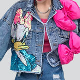 Jeansjacke mit Bändern für Damen